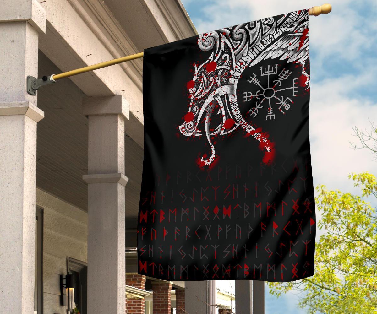 Viking Garden Flag Dragon and Vegvisir Blood Tattoo