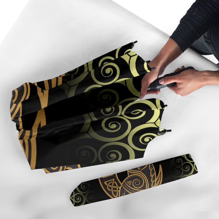 Viking Umbrellas Owl Celtic On Triskels Background