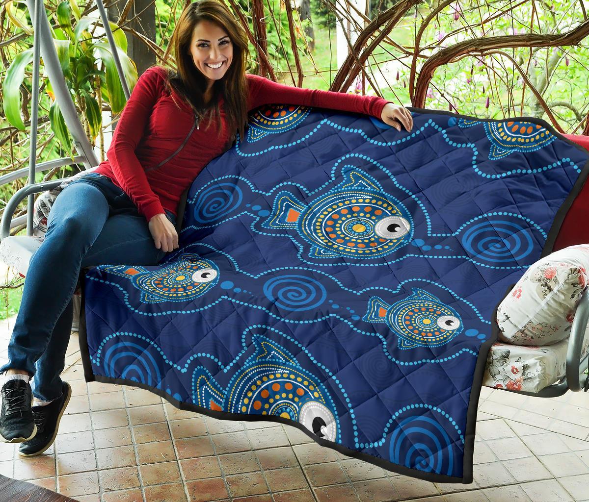 Aboriginal Premium Quilt - Indigenous Turtle Patterns