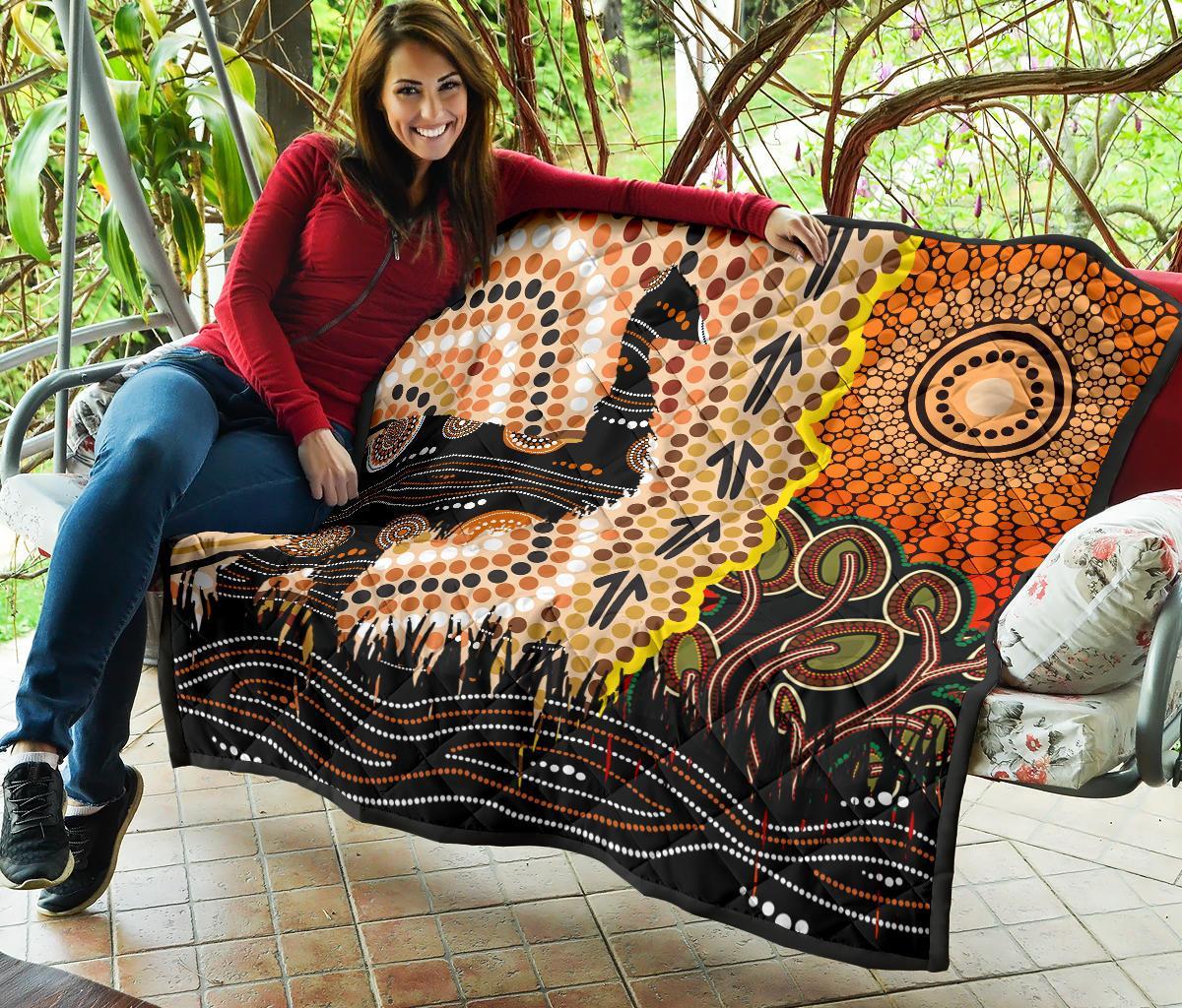 Aboriginal Premium Quilt - Indigenous Sun and Emu