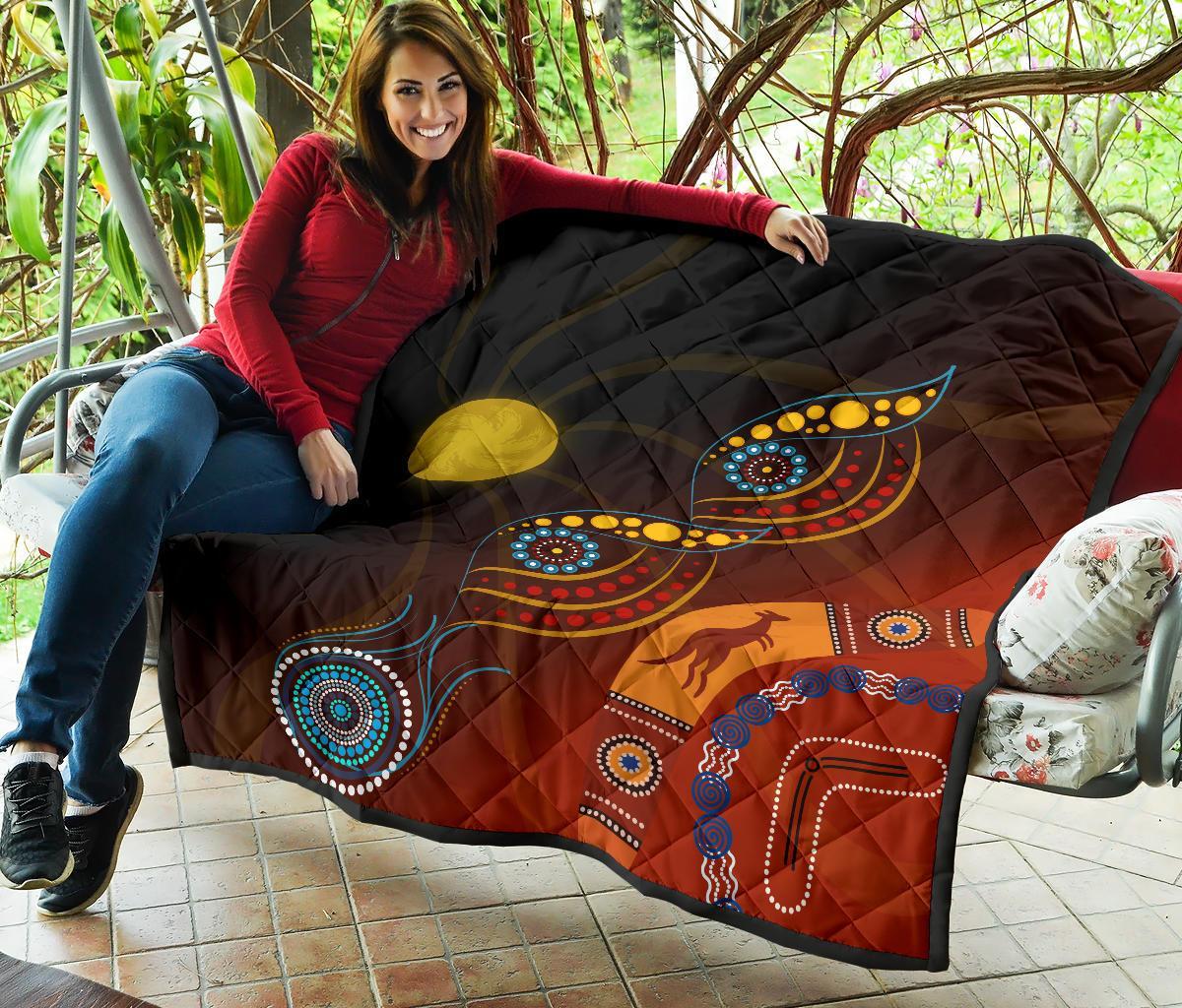 Aboriginal Premium Quilt - Flowers On The Land