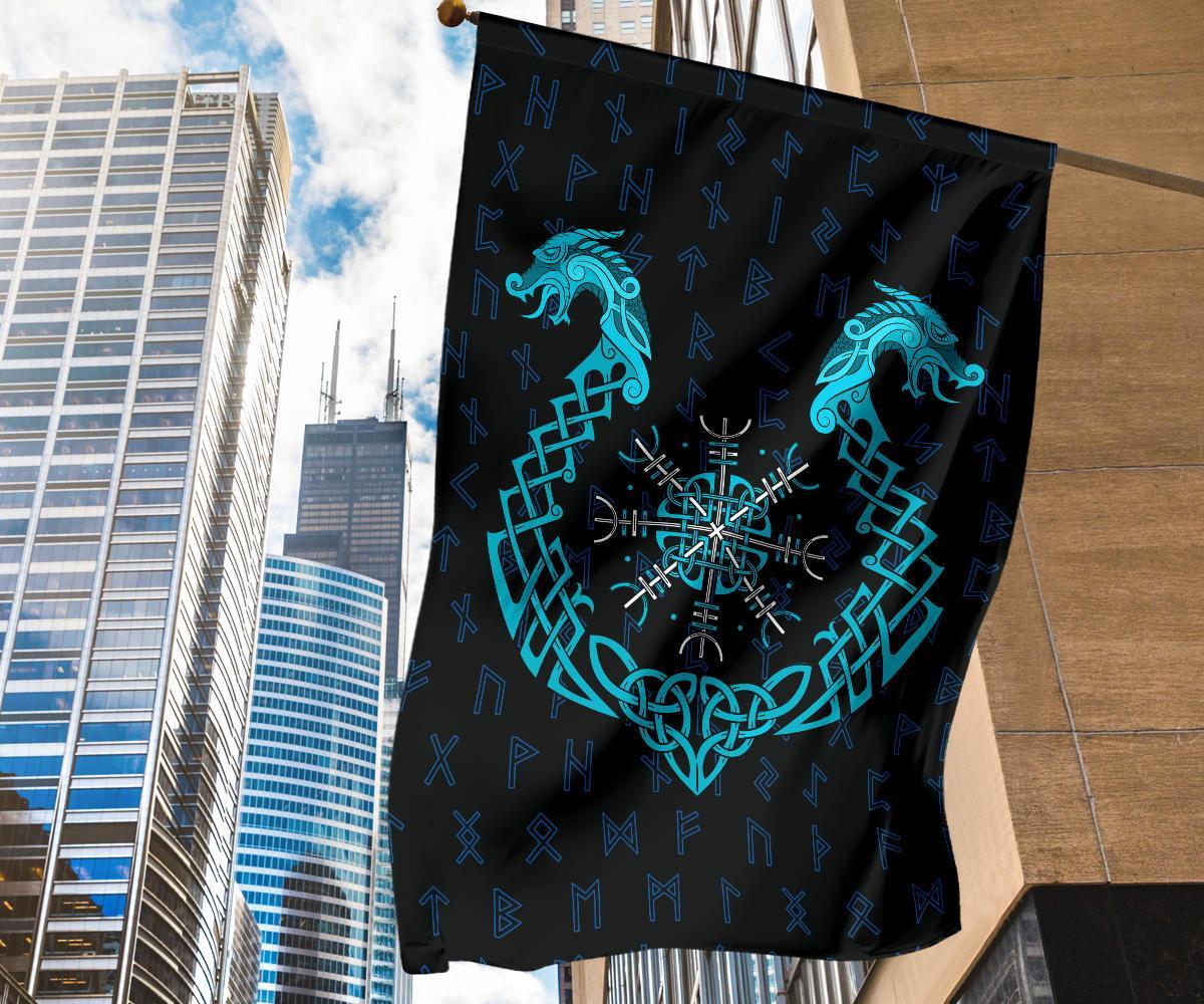 Viking Garden Flag Aegishjalmur Helm Of Awe Blue Edition