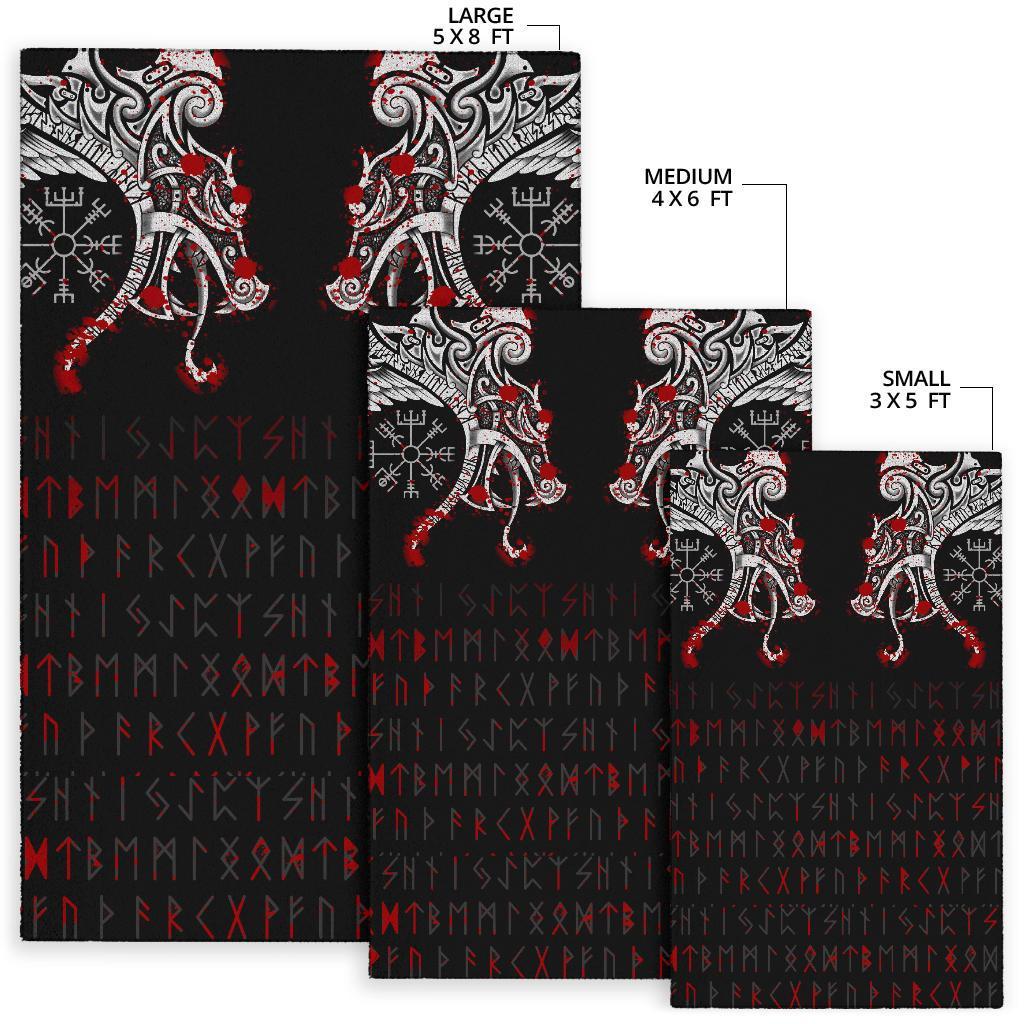 Viking Area Rug Double Dragon Tattoo And Vegvisir Blood