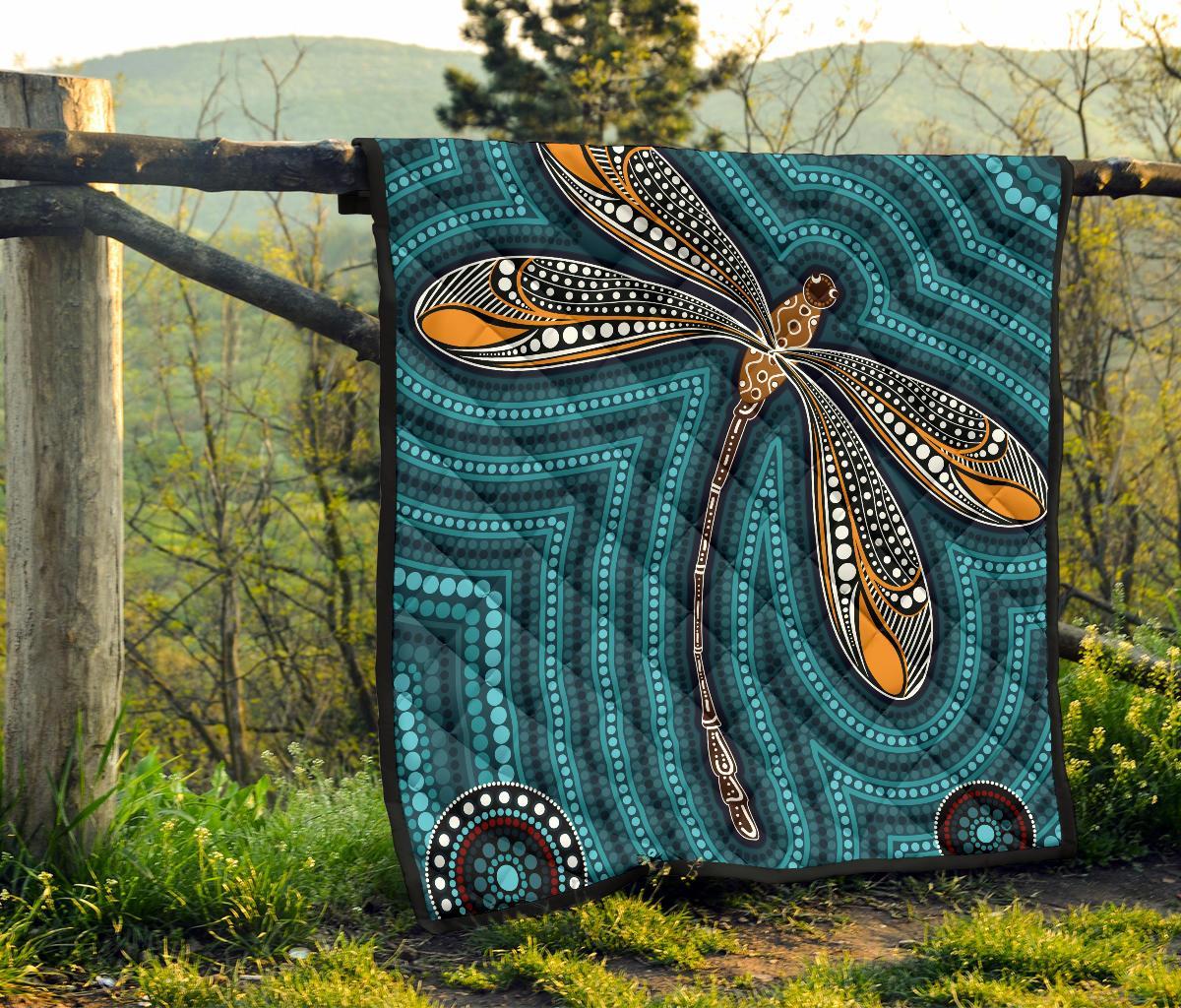 Aboriginal Premium Quilt - Indigenous Dragonfly