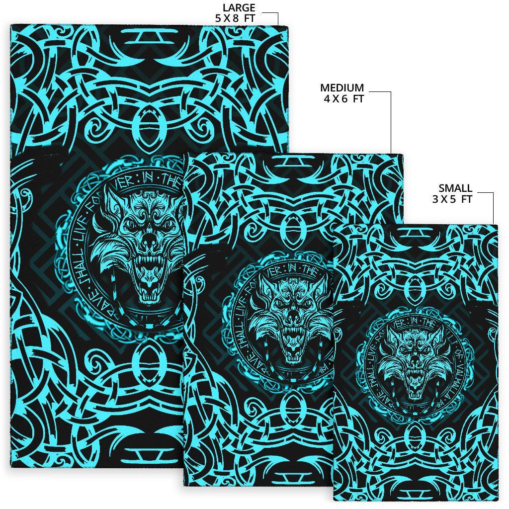 Viking Area Rug Fenrir Viking Cyan 3D