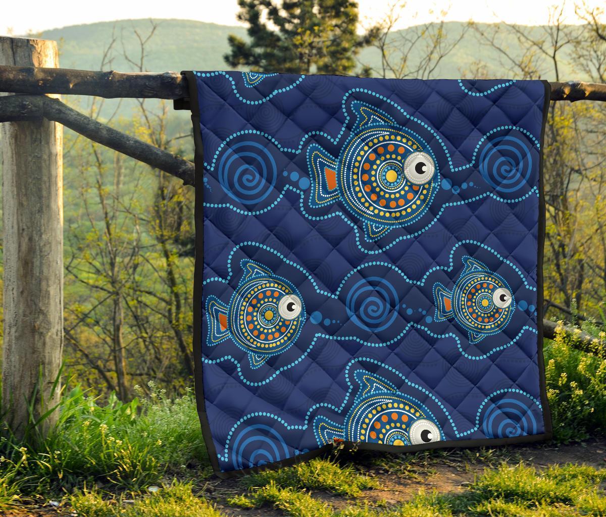 Aboriginal Premium Quilt - Indigenous Turtle Patterns