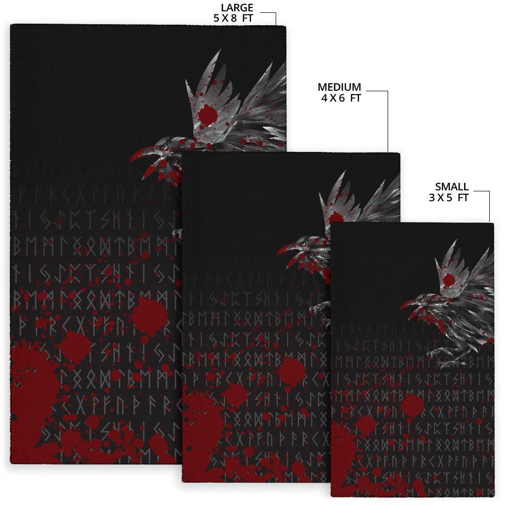 Viking Area Rug The Raven Of Odin Rune Blood