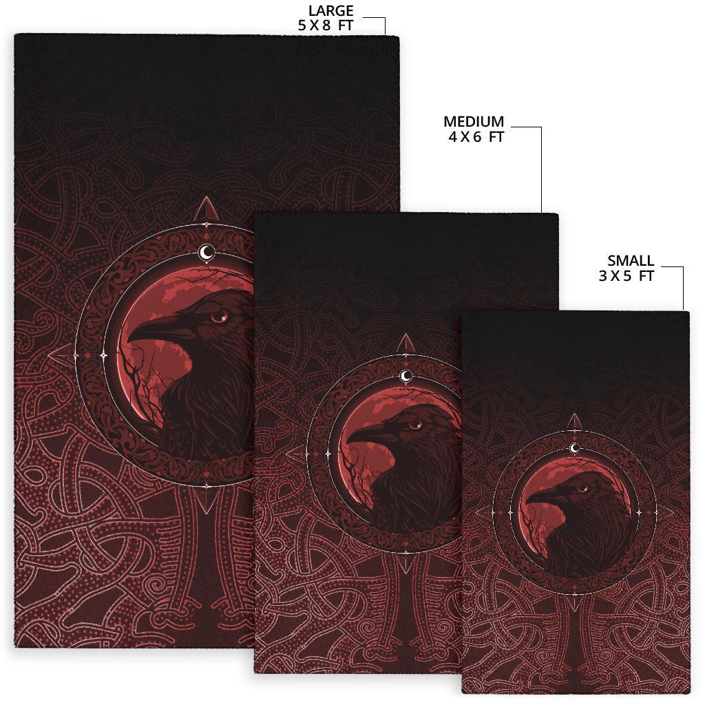 Viking Area Rug Ethnic Odin Raven Red