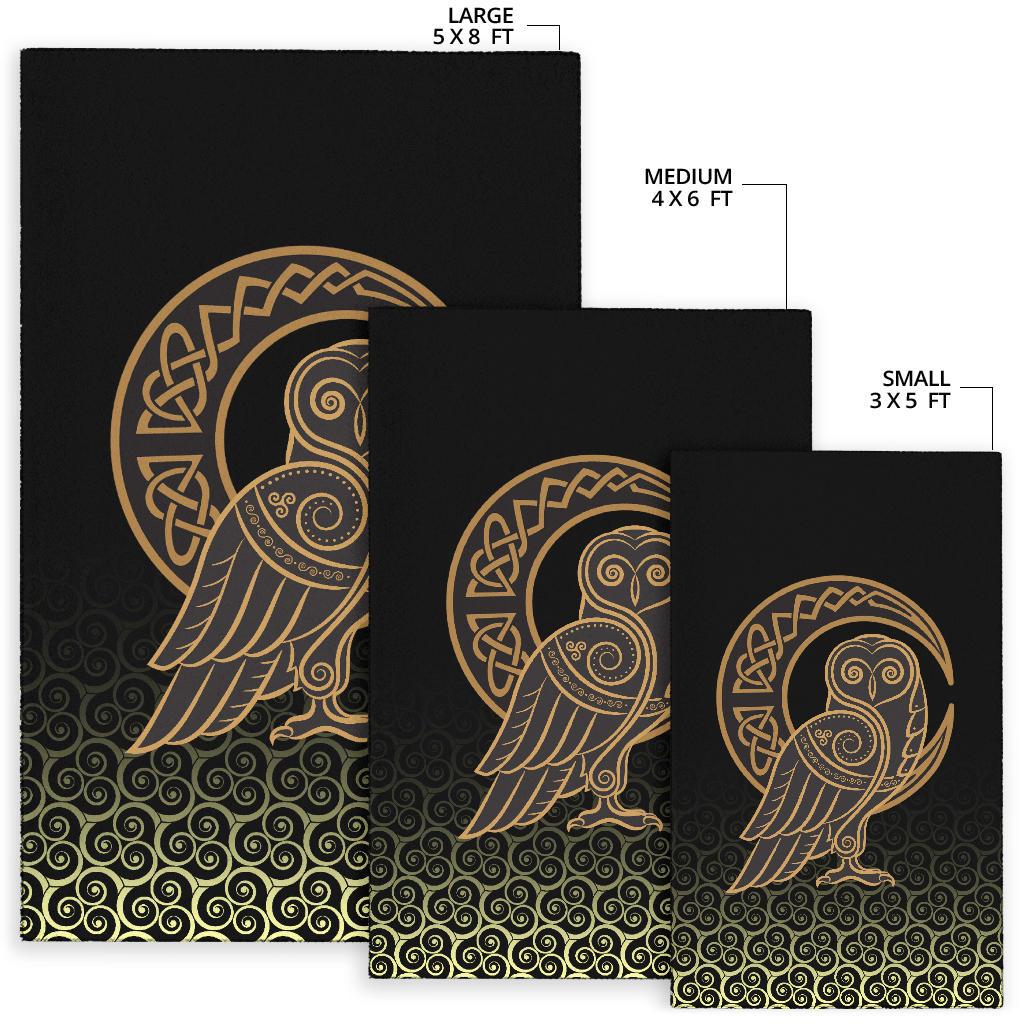 Viking Style - Area Rug Owl Celtic On Triskels Background