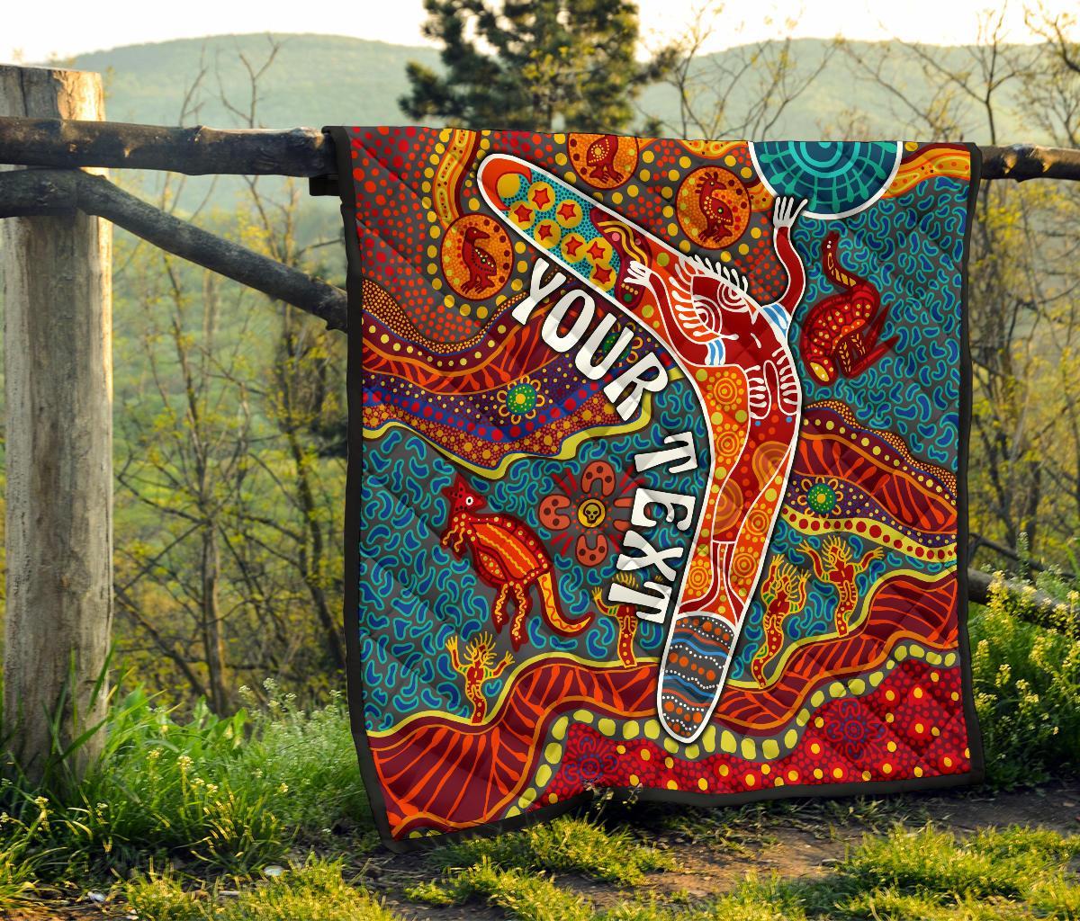 Aboriginal Personalised Premium Quilt - Indigenous Boomerang