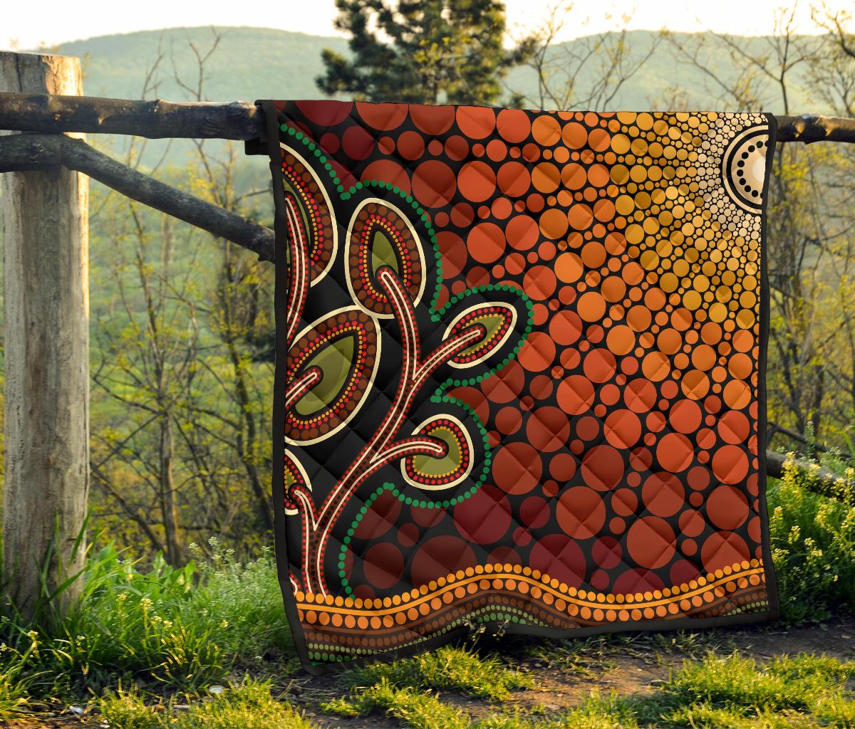 Aboriginal Premium Quilt - Australian Aboriginal Sunset