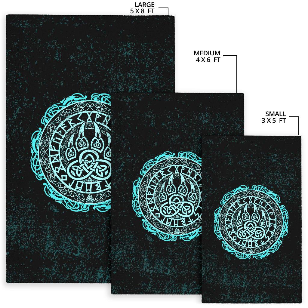 Viking Area Rug Viking Bear Claws Cyan Tattoo