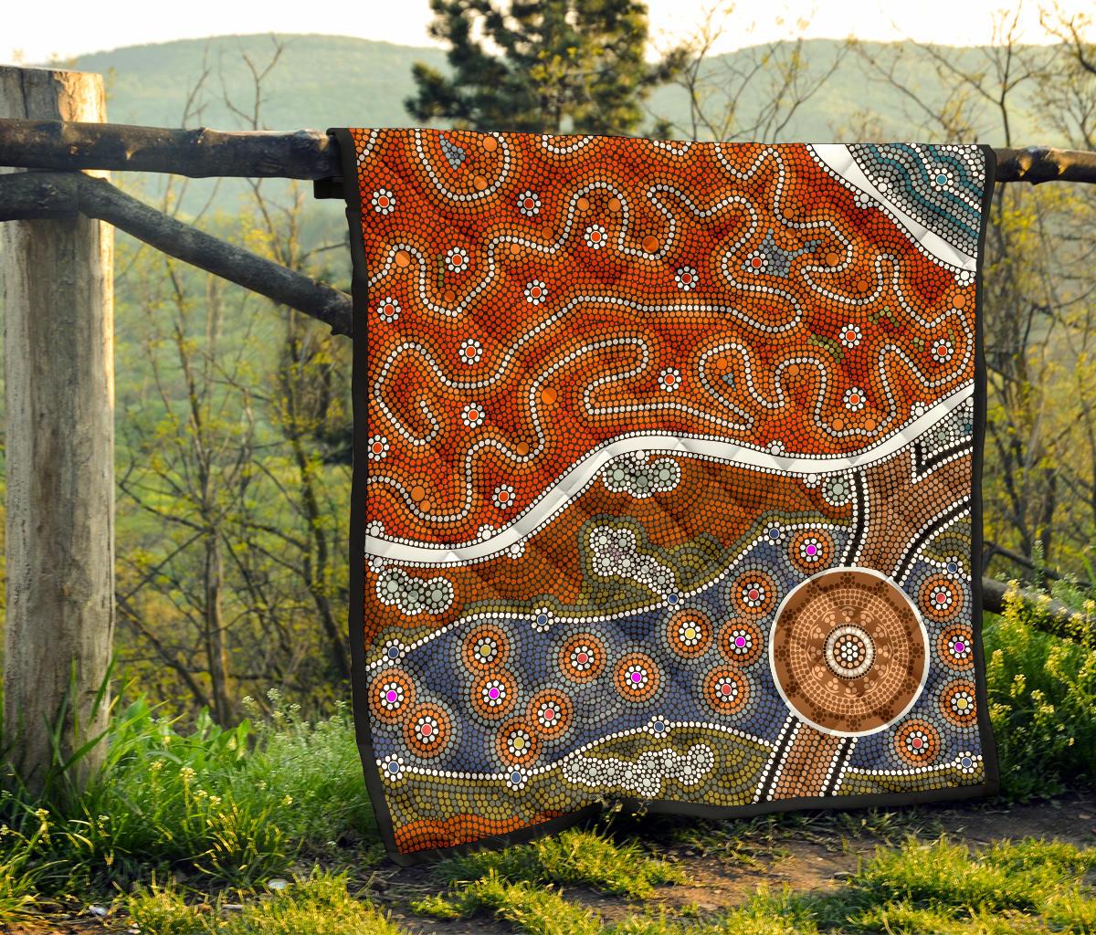 Aboriginal Premium Quilt - Landscape Dot Painting Art