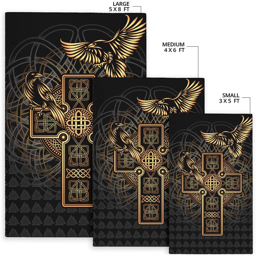 Viking Area Rug Odin's Celtic Raven Tattoo