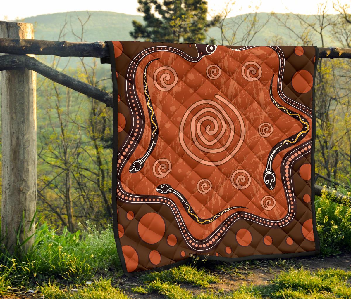 Aboriginal Premium Quilt - Australia Snake Aboriginal