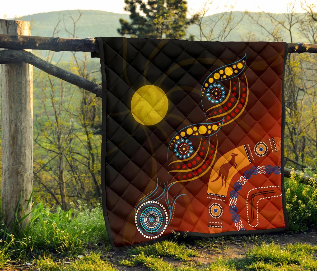 Aboriginal Premium Quilt - Flowers On The Land