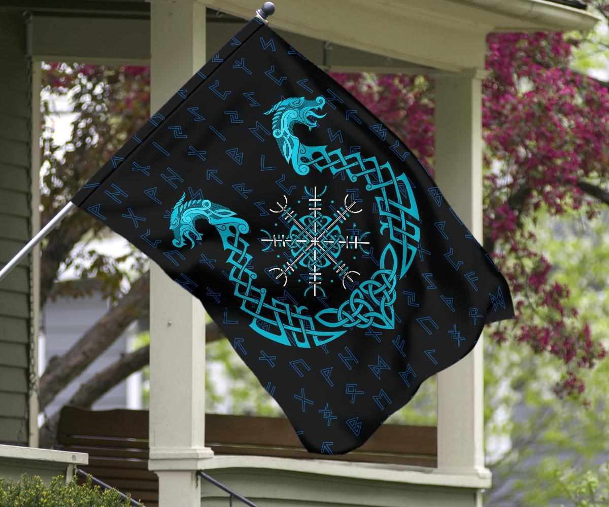 Viking Garden Flag Aegishjalmur Helm Of Awe Blue Edition