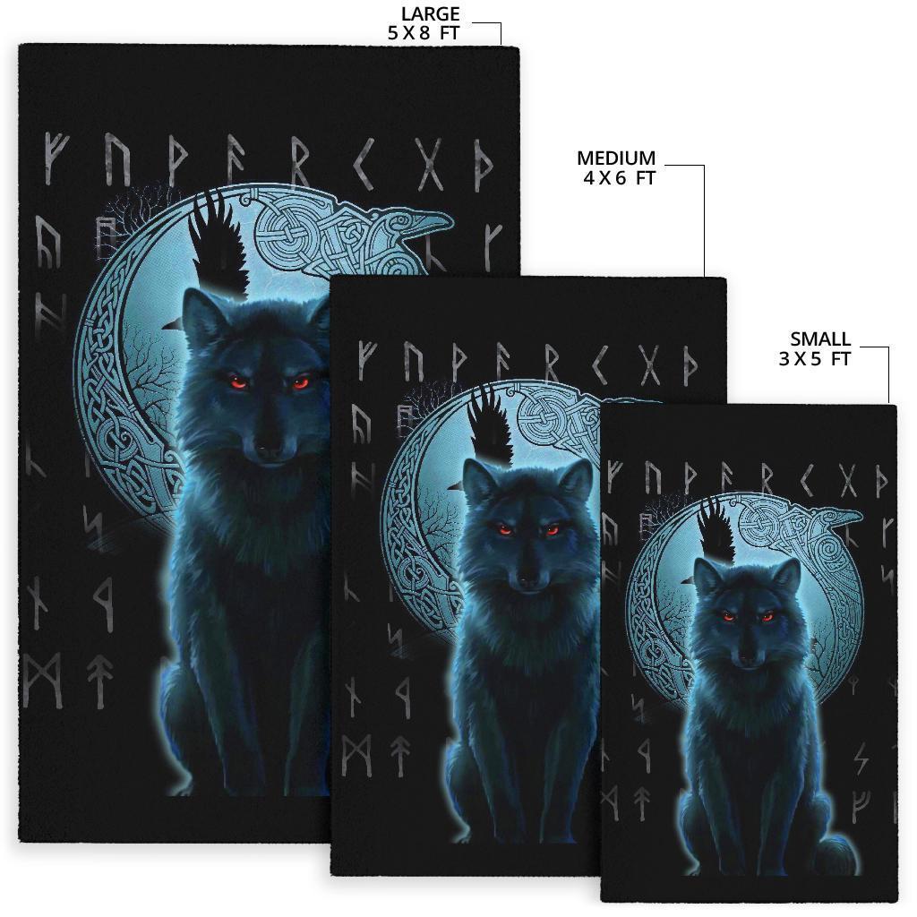 Viking Area Rug Fenrir Viking Wolf And Moon