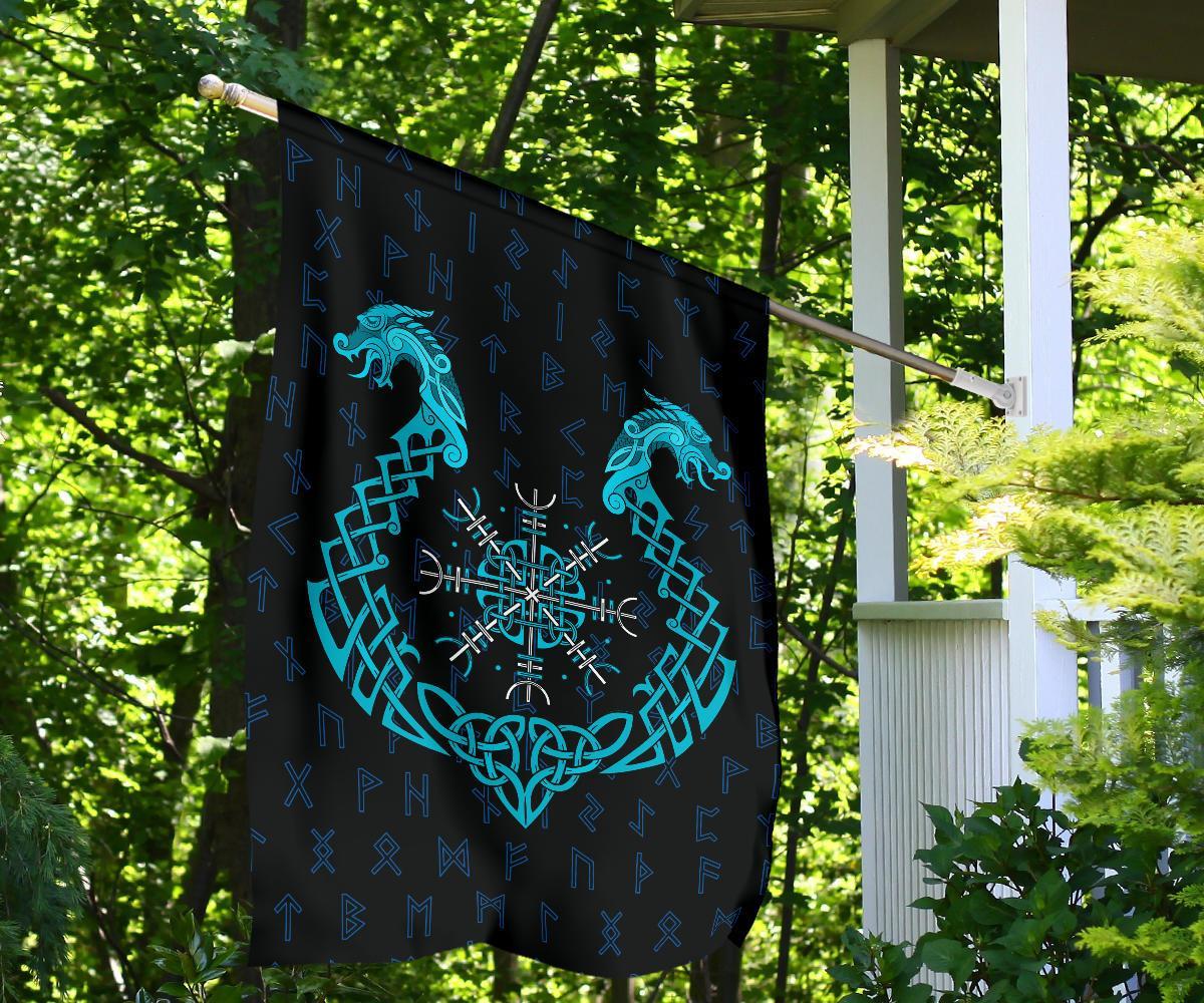 Viking Garden Flag Aegishjalmur Helm Of Awe Blue Edition Style