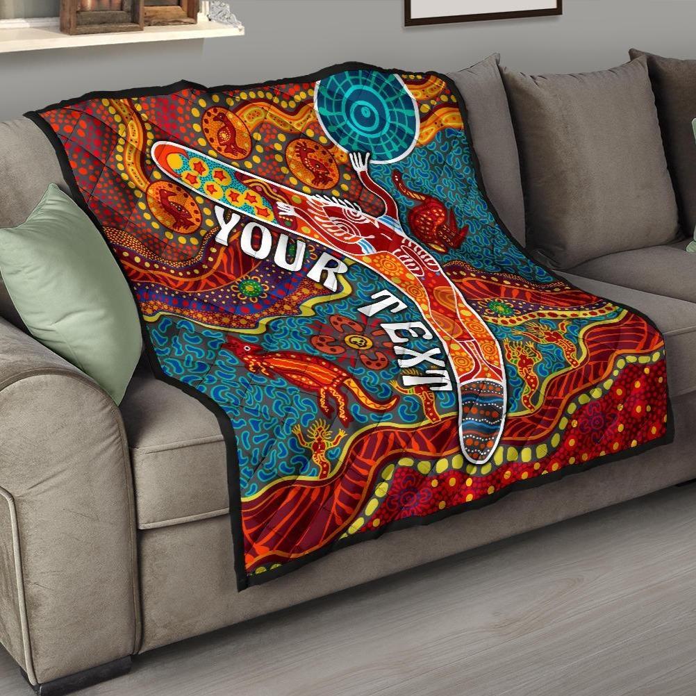 Aboriginal Personalised Premium Quilt - Indigenous Boomerang