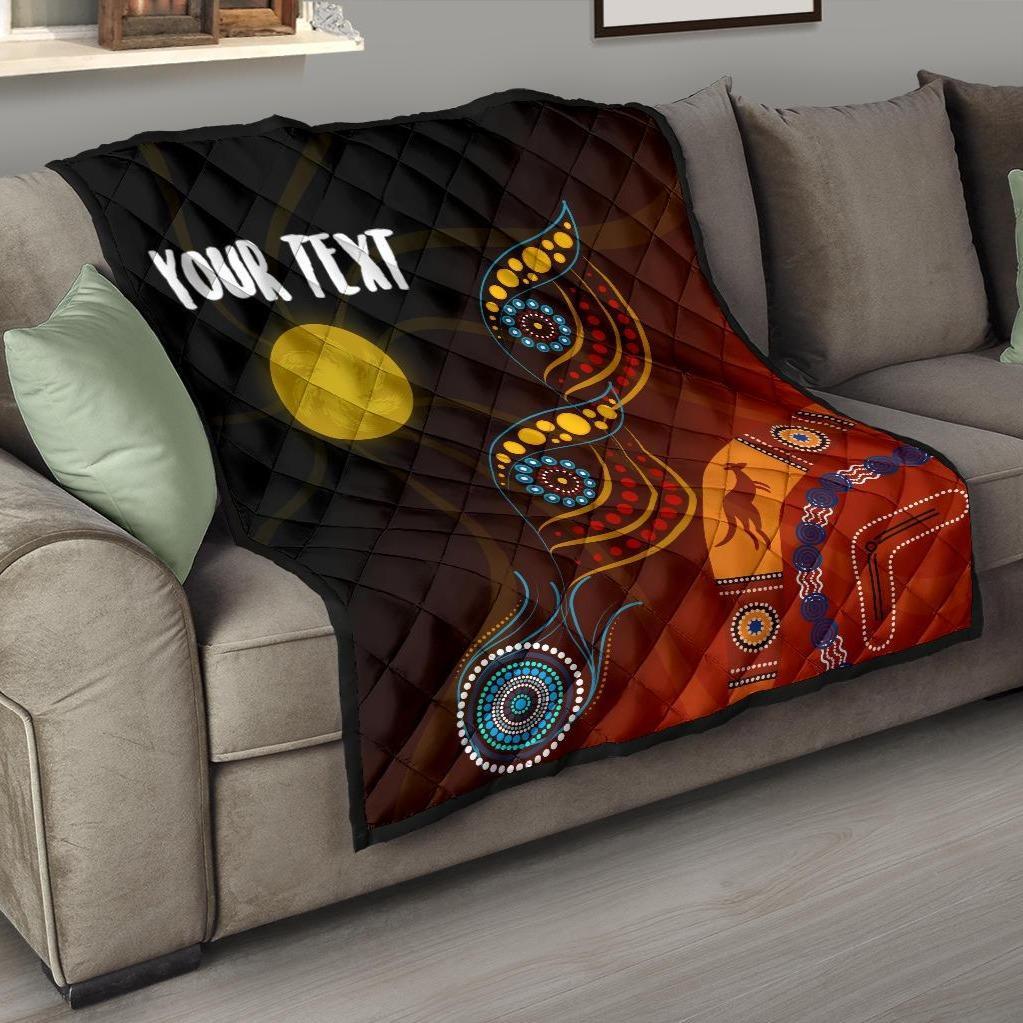 Aboriginal Personalised Premium Quilt - Flowers On The Land