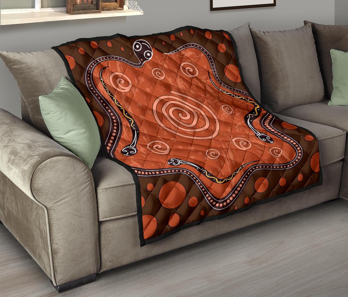 Aboriginal Premium Quilt - Australia Snake Aboriginal