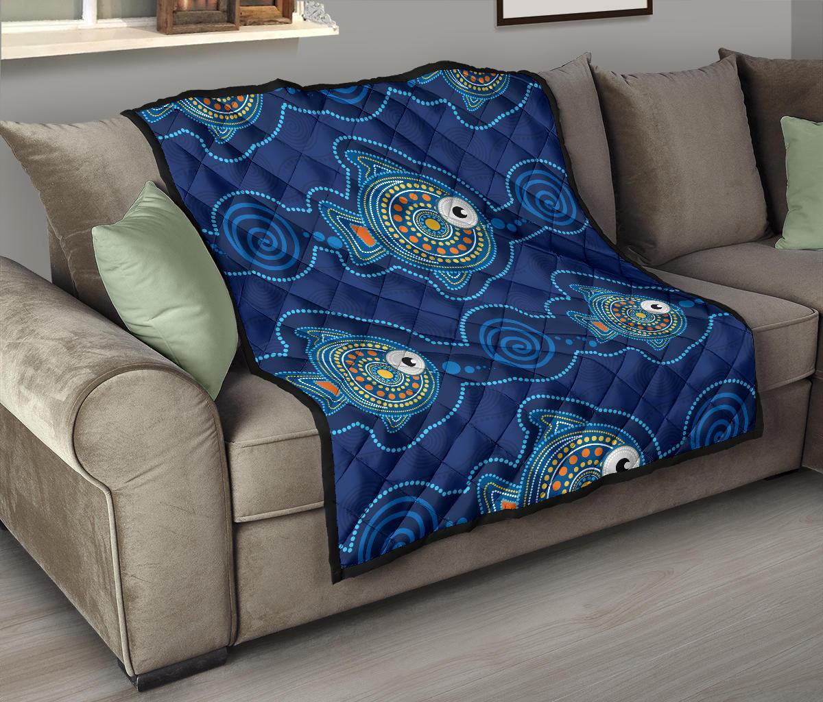 Aboriginal Premium Quilt - Indigenous Turtle Patterns