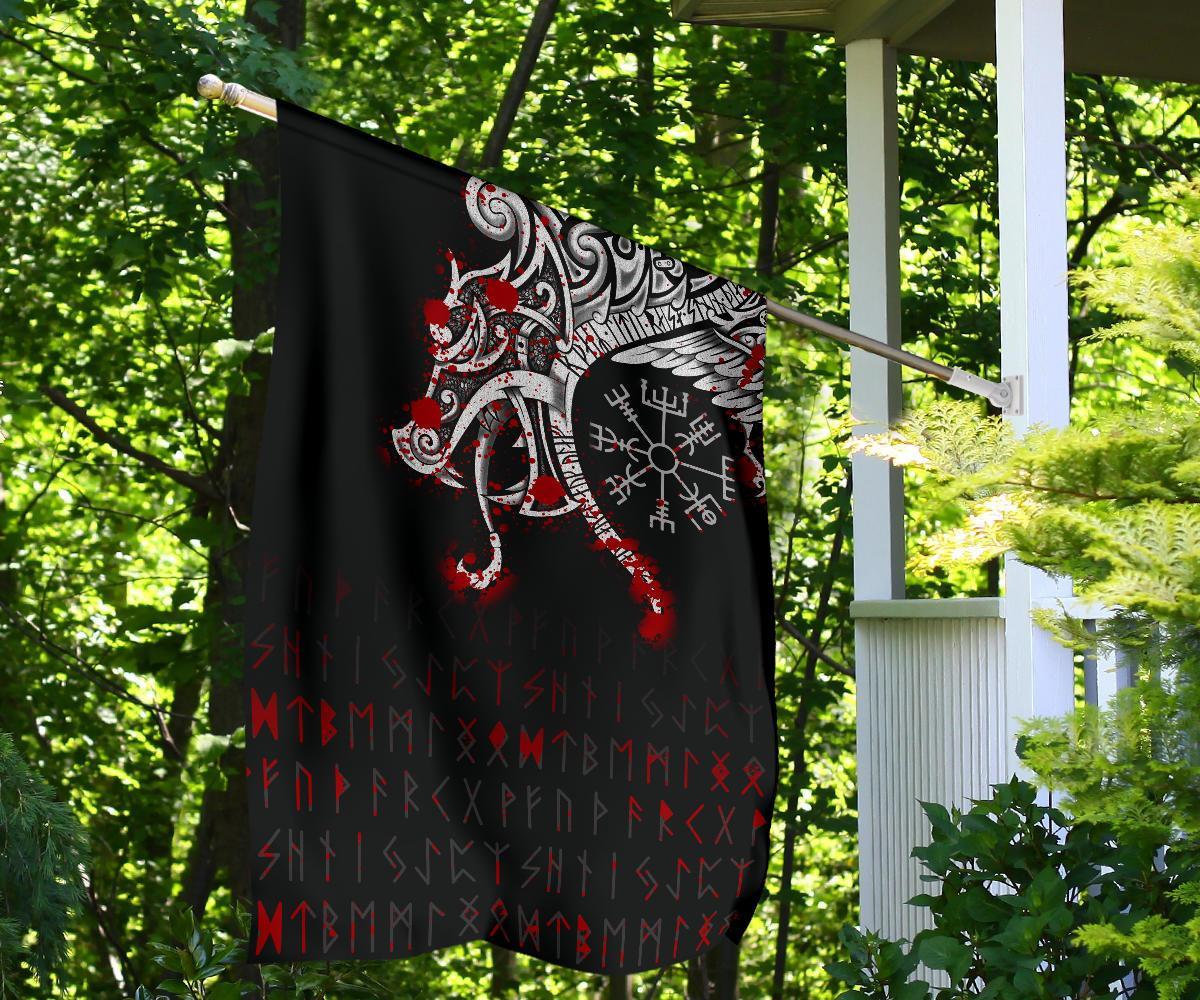 Viking Garden Flag Dragon and Vegvisir Blood Tattoo