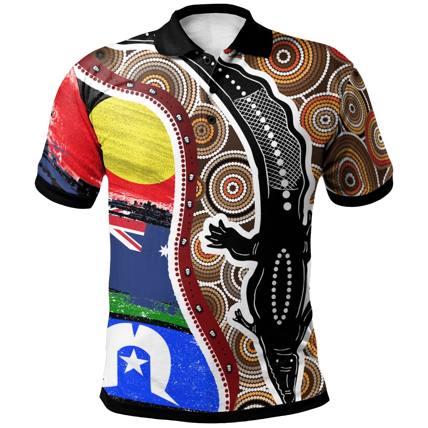 Aboriginal Polo - Australian Aboriginal Crocodile With NAIDOC Flags Polo Shirt