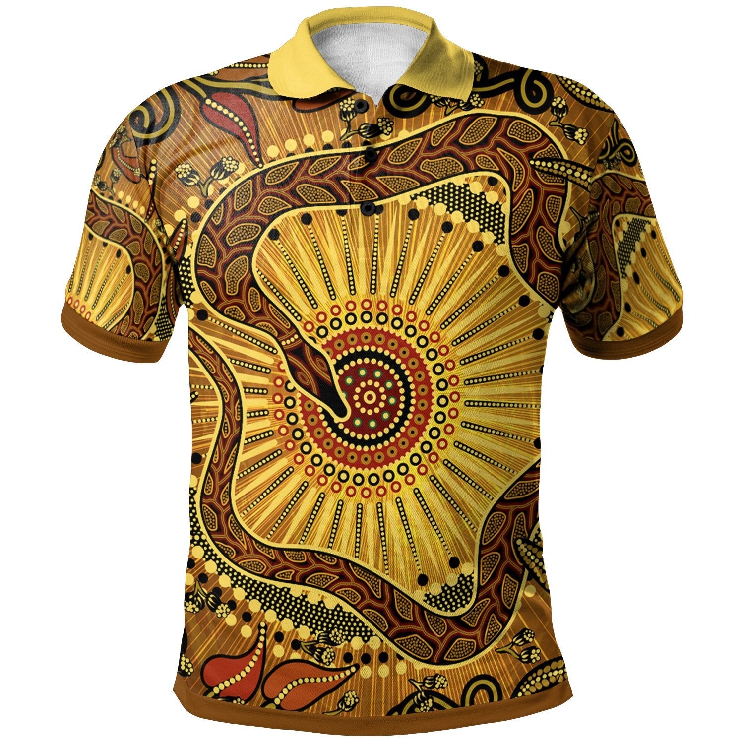 Aboriginal Polo - Australian Aboriginal Snake Rainbow Serpent Polo Shirt