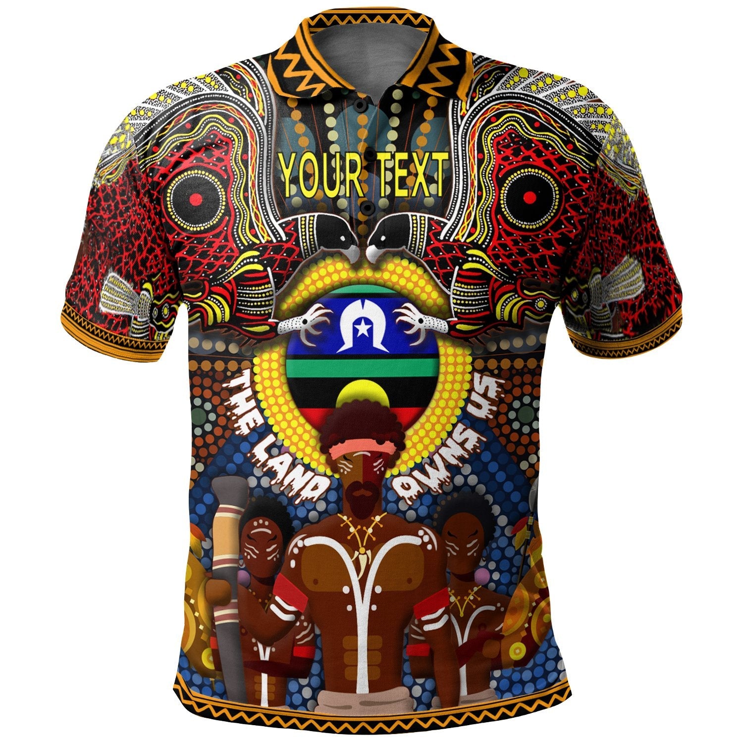 Aboriginal Polo - (Custom Text) The Land Owns Us Aboriginal Polo Shirt