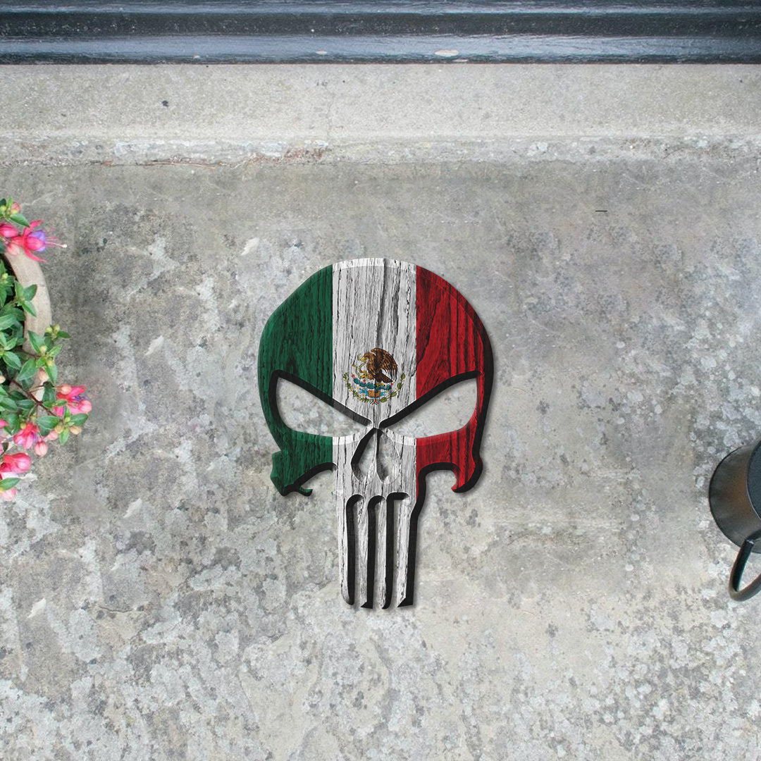 Mexico Custom Shape Rubber Doormat Skull