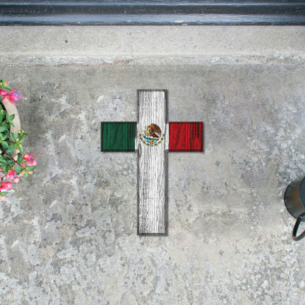 Mexico Custom Shape Rubber Doormat Christian Cross