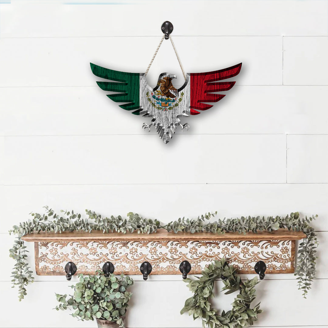 Mexico Custom Shape Wooden Sign Eagle