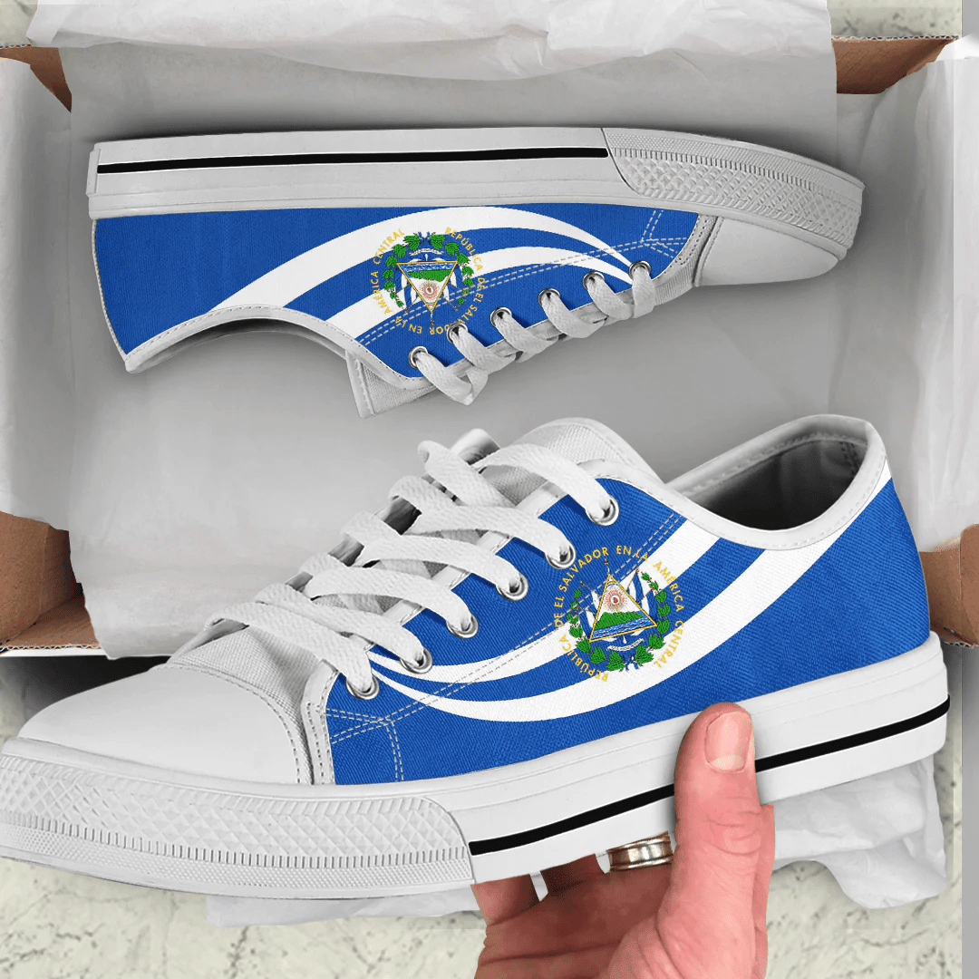 El Salvador Coat Of Arms & Flag Low Top Shoes