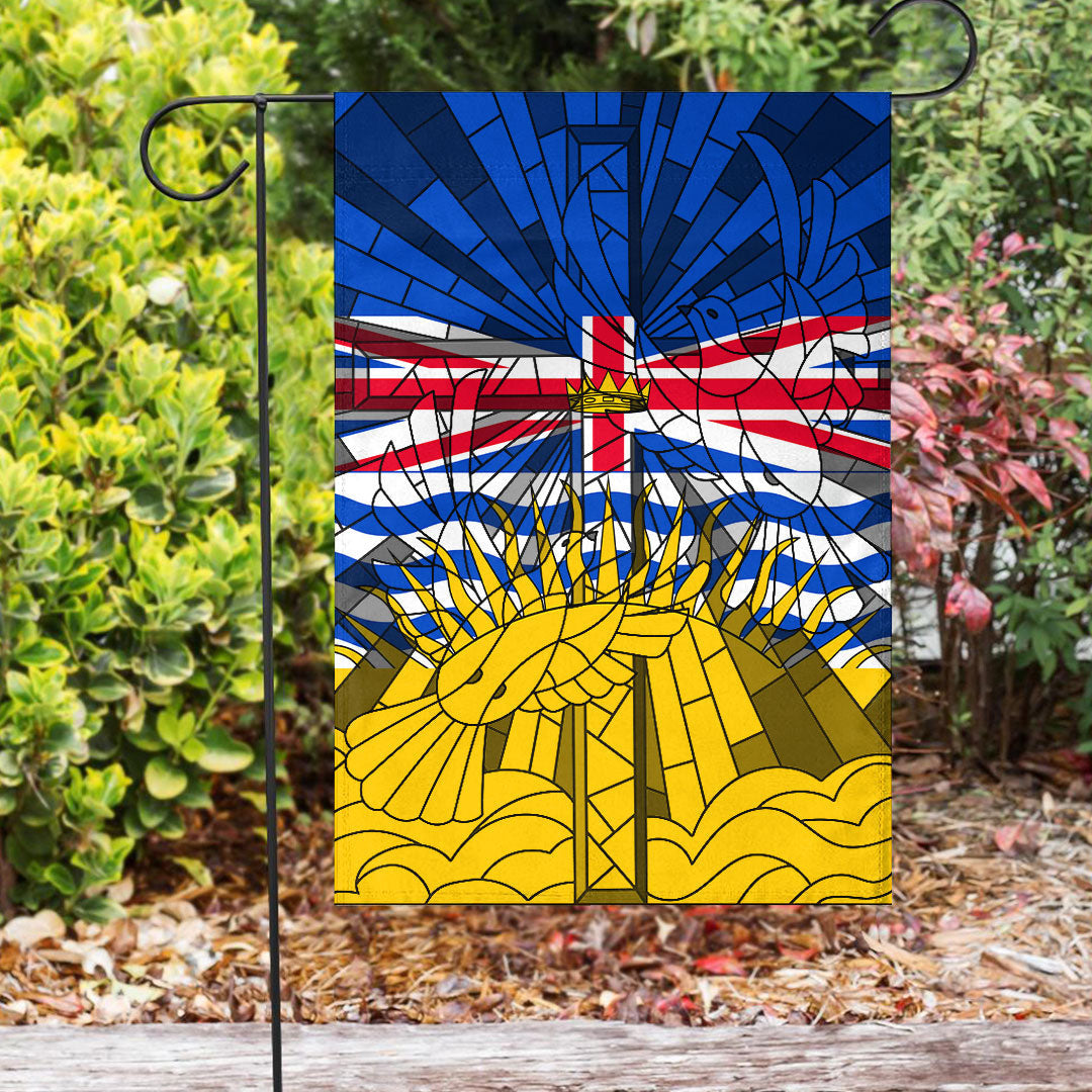 Canada Flag Of British Columbia Christian Flag Christian Cross With Doves Stained Glass