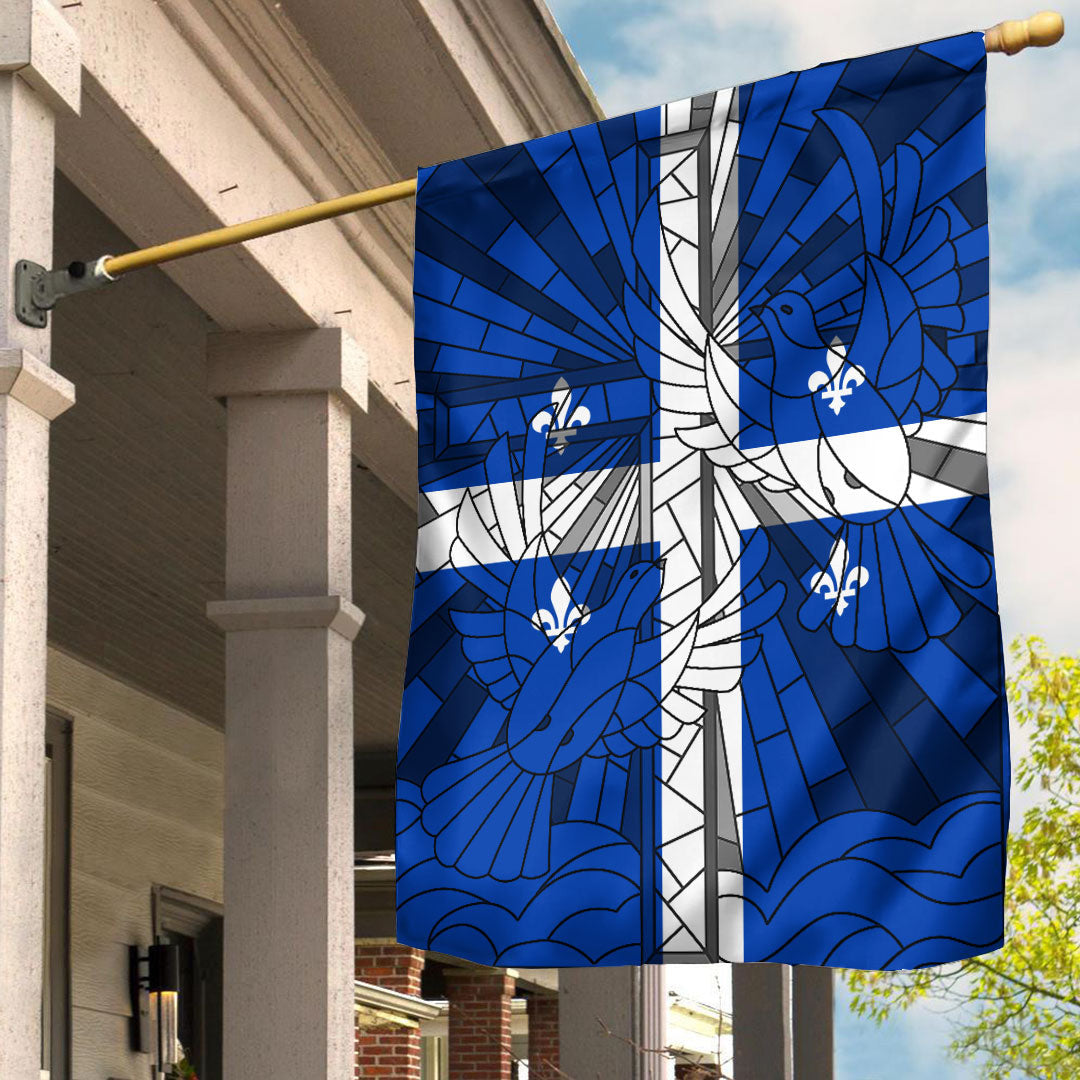 Canada Flag Of Quebec Christian Flag Christian Cross With Doves Stained Glass