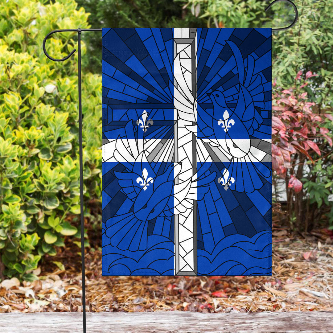 Canada Flag Of Quebec Christian Flag Christian Cross With Doves Stained Glass