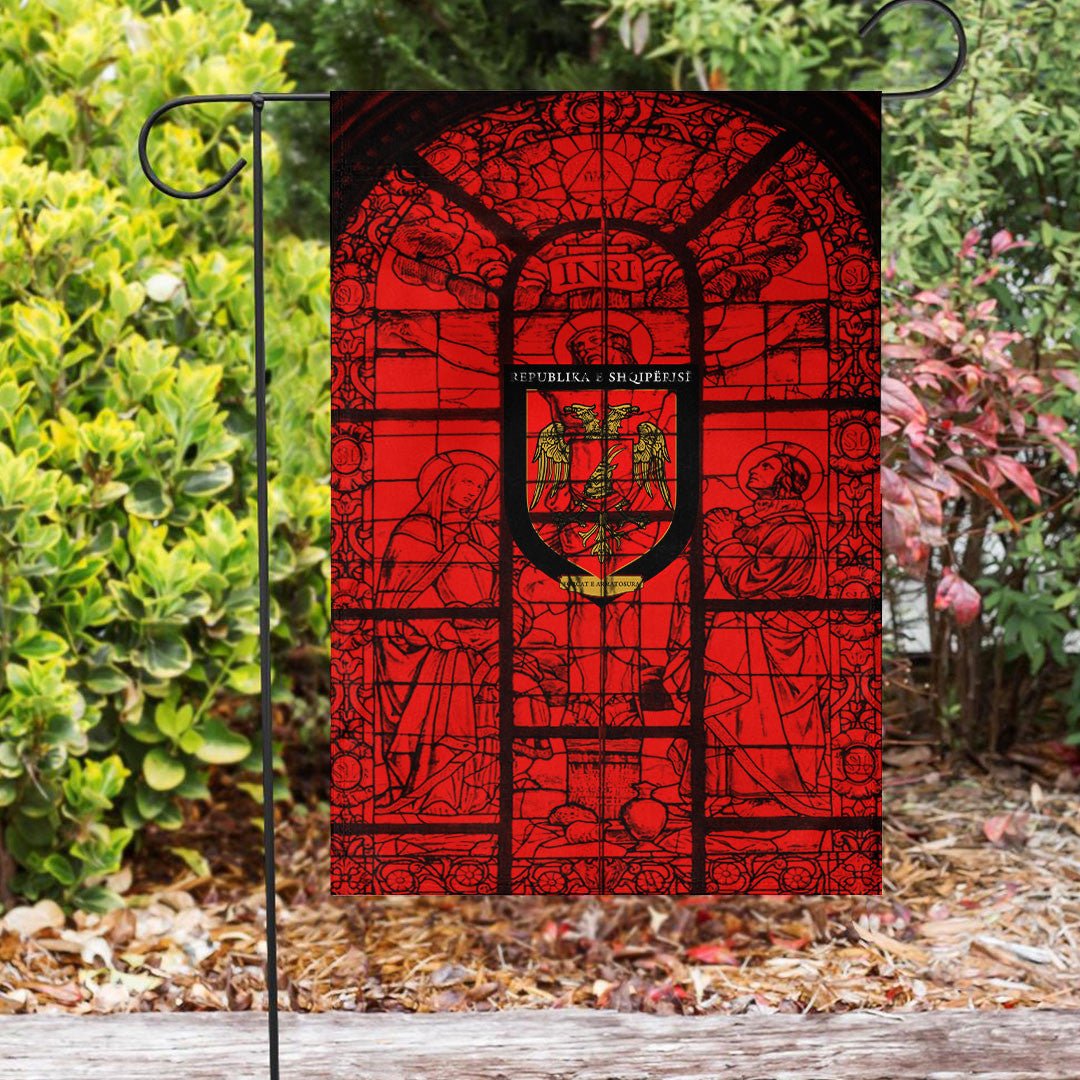Albania Albanian Armed Forces Christian Flag Crucifixion Jesus Stained albania-albanian-armed-forces-christian-flag-crucifixion-jesus-stained