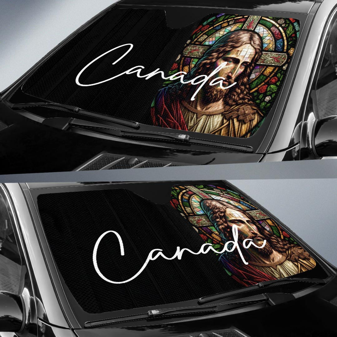 Canada Auto Sun Shades Jesus Christ Stained Glass Version