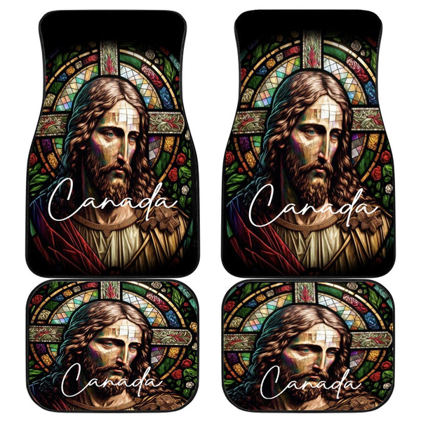 Canada Front & Back Car Mats Jesus Christ Stained Glass Version