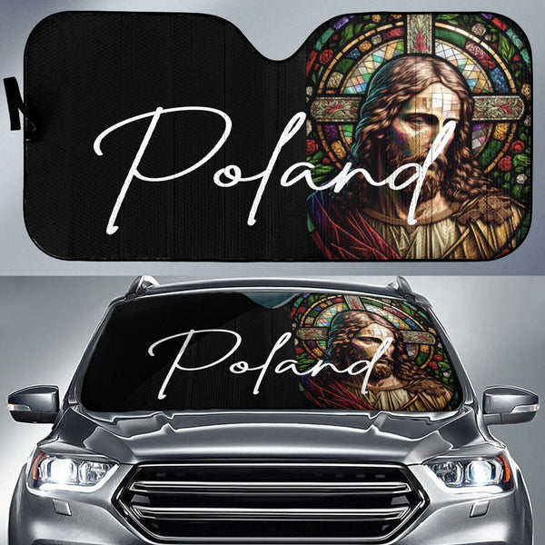 Mexico Auto Sun Shades Jesus Christ Stained Glass Version