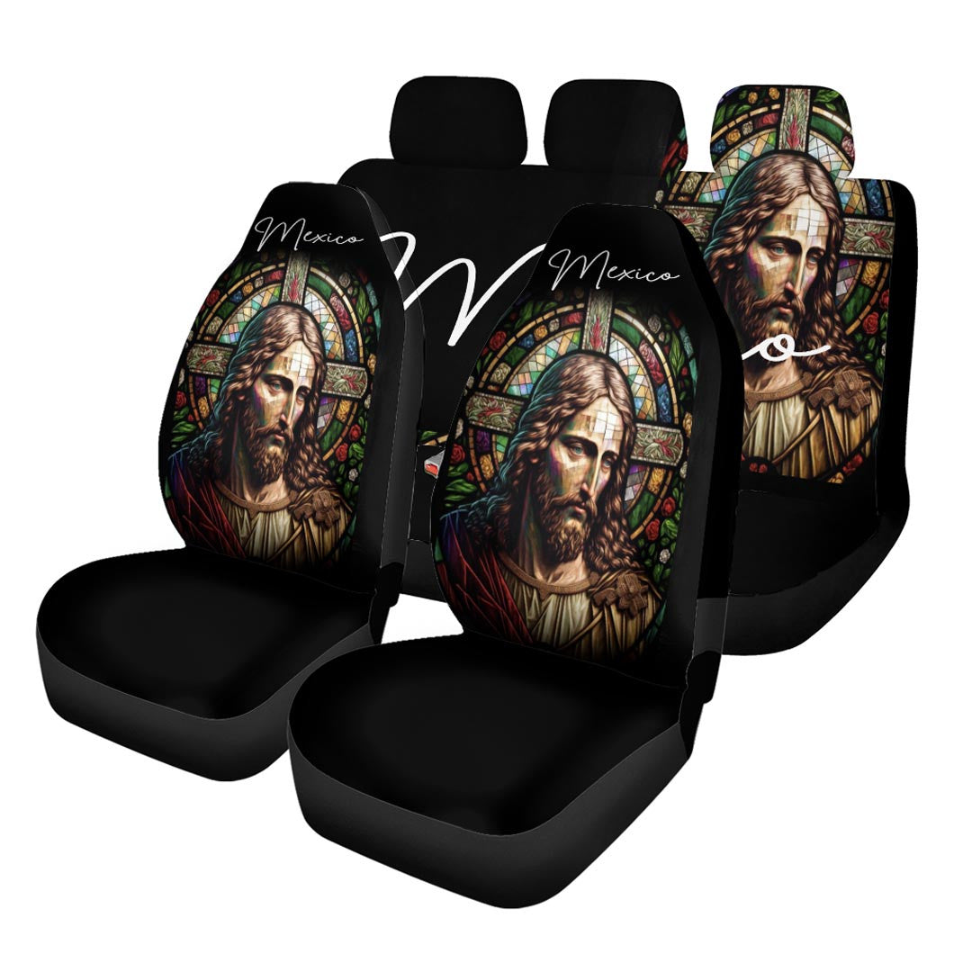 Mexico Car Seat Covers Jesus Christ Stained Glass Version