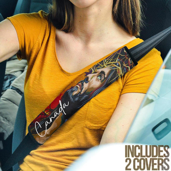 Canada Seat Belt Covers Jesus Christ Paint Brush Art