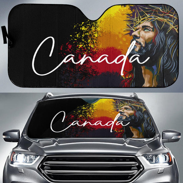 Canada Auto Sun Shades Jesus Christ Paint Brush Art