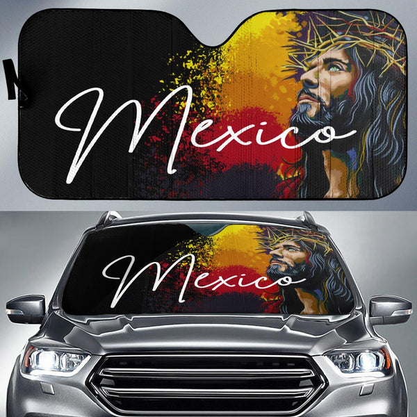 Mexico Auto Sun Shades Jesus Christ Paint Brush Art