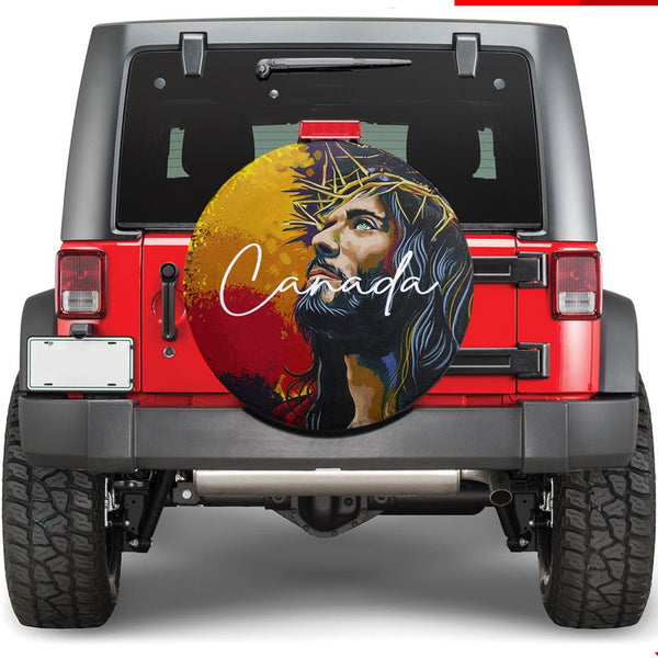 Canada Spare Tire Cover Jesus Christ Paint Brush Art