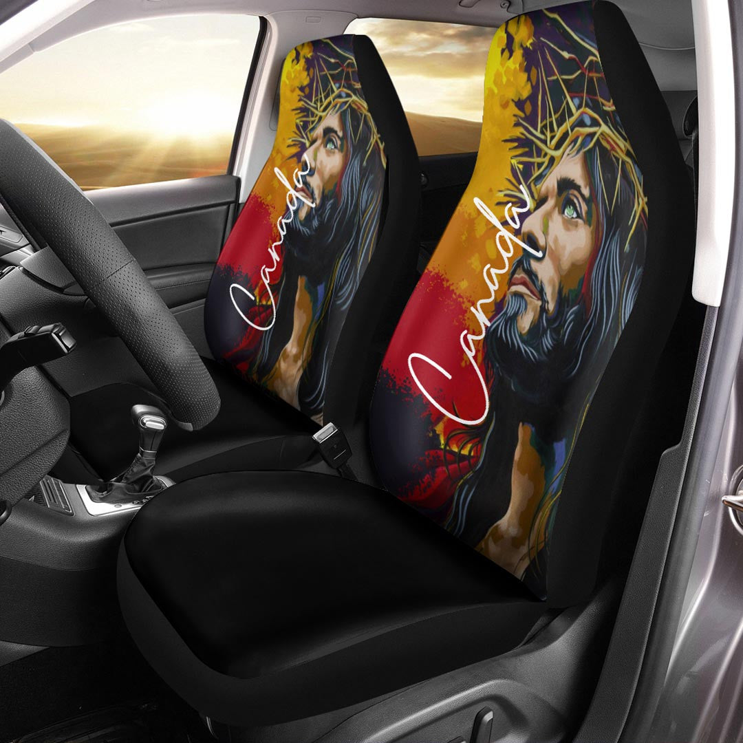 Canada Car Seat Covers Jesus Christ Paint Brush Art