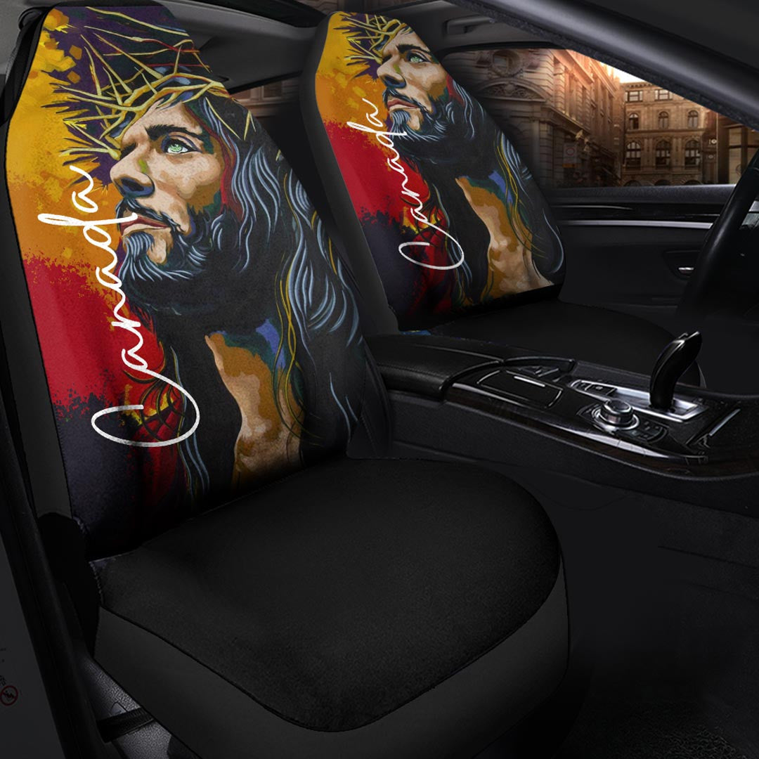 Canada Car Seat Covers Jesus Christ Paint Brush Art