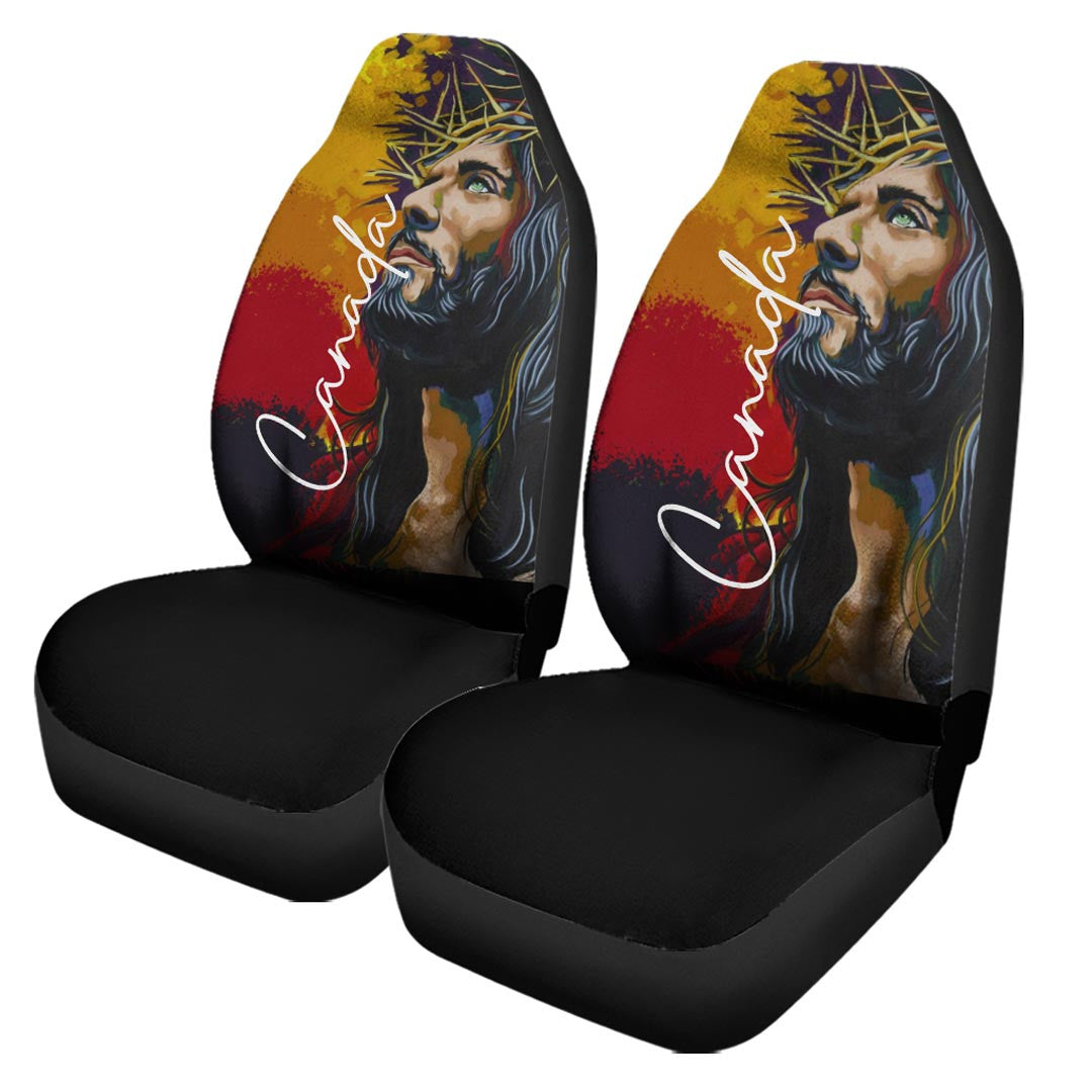 Canada Car Seat Covers Jesus Christ Paint Brush Art